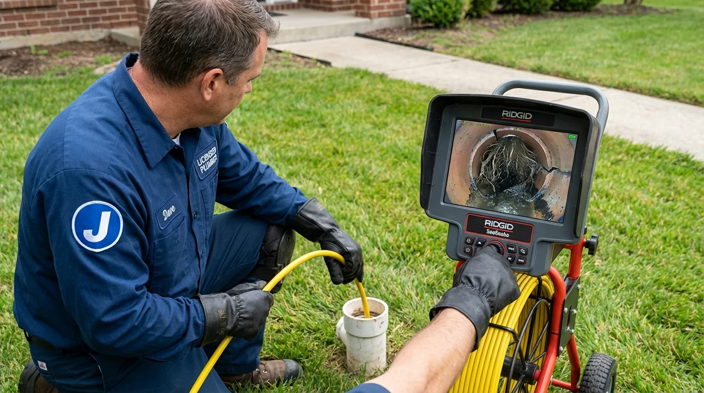 Sewer camera inspection being performed by Johns Plumbing LLC in Corning